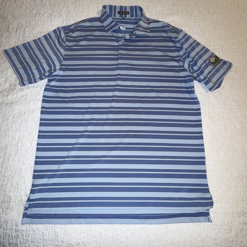 Peter Millar Summer Comfort LRG Wente Vinyards Striped Blue Men's Hole In Sleeve